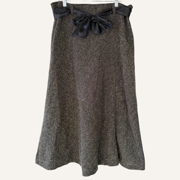 White Stag Dresses & Skirts - White Stag Tweed Flowy Midi Maxi‎ Skirt - Dark Academia Preppy Bow Size 14